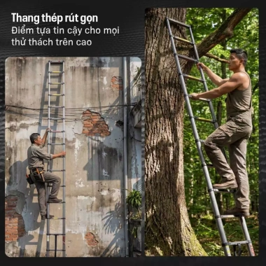 Thang rút đơn 2.7‑5.9m thép Carbon FUJIHOME nhập khẩu - Chữ I, khóa chốt an toàn, chân chống trơn trượt, giảm giá 780k 6 Thang rút đơn 2.7‑5.9m thép Carbon FUJIHOME nhập khẩu - Chữ I, khóa chốt an toàn, chân chống trơn trượt, giảm giá 780k 6