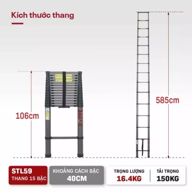 Thang rút đơn 2.7‑5.9m thép Carbon FUJIHOME nhập khẩu - Chữ I, khóa chốt an toàn, chân chống trơn trượt, giảm giá 780k 10 Thang rút đơn 2.7‑5.9m thép Carbon FUJIHOME nhập khẩu - Chữ I, khóa chốt an toàn, chân chống trơn trượt, giảm giá 780k 10