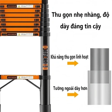 Thang rút nhôm inox nhập khẩu chiều cao 1.9-5.9m, nhẹ, dễ mang, giảm giá 548.800₫ 6