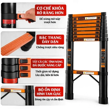 Thang rút nhôm inox nhập khẩu chiều cao 1.9-5.9m, nhẹ, dễ mang, giảm giá 548.800₫ 7