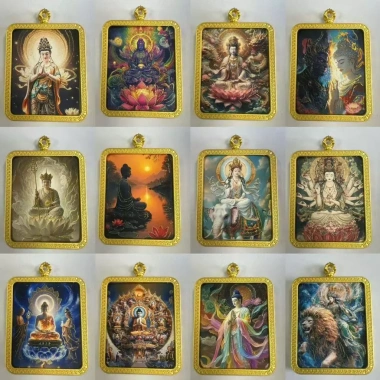 Thangka Bùa Hộ Mệnh Benming – Hoàng Đạo, Chuyền Tám Đạo, Sĩ Quan Âm, Thần Tài Jizo – 82.500đ 2