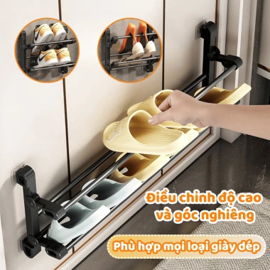 Thanh 2 Tầng Treo Giày Dép SUNBEAM - Treo Khăn Gấp Gọn Thép Không Gỉ cho nhà tắm bếp