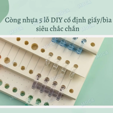 Thanh còng nhựa 5 lỗ MOCA - Nhiều màu, cho planner và bullet journal, chỉ 4.000đ 3
