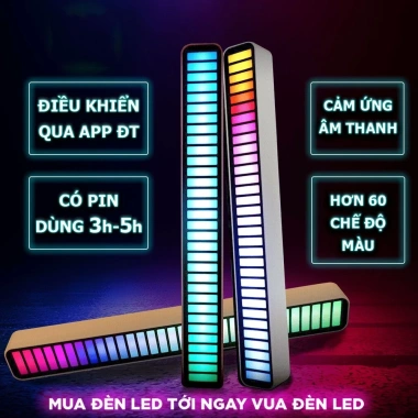Thanh đèn LED 1m Đen HUB USB, Cảm Ứng Âm Thanh, Nhấp Nháy Theo Nhạc, Giá 285k