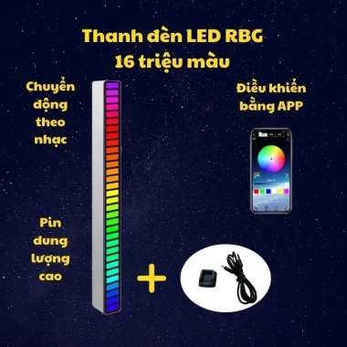 Thanh đèn LED 1m Đen HUB USB, Cảm Ứng Âm Thanh, Nhấp Nháy Theo Nhạc, Giá 285k
