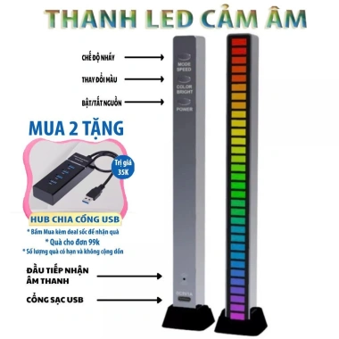 Thanh đèn LED 1m Đen HUB USB, Cảm Ứng Âm Thanh, Nhấp Nháy Theo Nhạc, Giá 285k 9 Thanh đèn LED 1m Đen HUB USB, Cảm Ứng Âm Thanh, Nhấp Nháy Theo Nhạc, Giá 285k 9