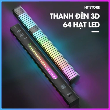 Thanh đèn LED nháy nhạc 3D cao cấp - 64 hạt RGB cảm âm siêu nhạy decor phòng