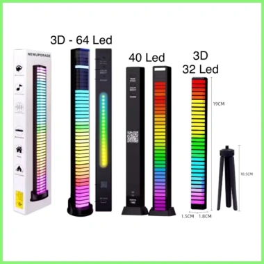Thanh đèn LED RGB 3D 32 40 64 nháy theo nhạc, đế để bàn và cổng USB, trang trí