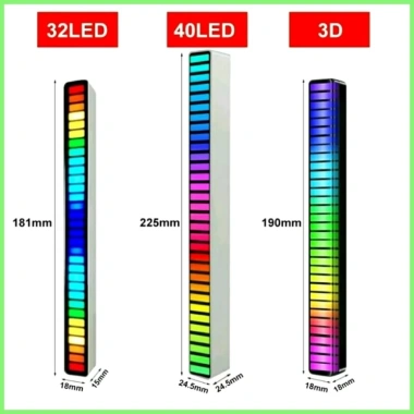 Thanh đèn LED RGB 3D 32 40 64 nháy theo nhạc, đế để bàn và cổng USB, trang trí 5