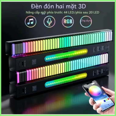 Thanh đèn LED RGB 3D 32 40 64 nháy theo nhạc, đế để bàn và cổng USB, trang trí 6