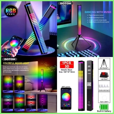 Thanh đèn LED RGB 3D 32 40 64 nháy theo nhạc, đế để bàn và cổng USB, trang trí 9