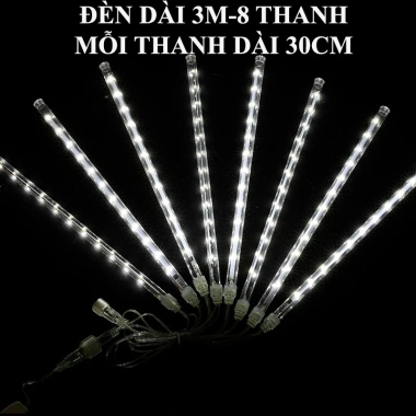 Thanh Đèn Mưa Sao Băng 8 Thanh 50cm - Đèn LED Mưa Rơi Trang Trí Ngoài Trời Noel Tết Sân Vườn