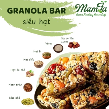 Thanh Granola Bar Ăn Kiêng Healthy - Ngũ Cốc Mamfa Giảm Cân, Bánh Ngũ Cốc, 109.900₫