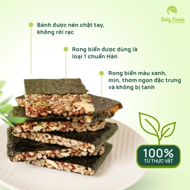 Thanh Kẹp Hạt Rong Biển BalyFoods - Siêu Hạt Dinh Dưỡng Cho Ăn Kiêng, Mẹ Bầu, Giữ Dáng - 109.000₫