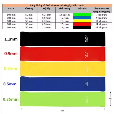 Thanh lý Bộ 4-5 Dây Đàn Hồi Kháng Lực Minibanb Tập Mông Chân REDCORE 79.000 VND 6
