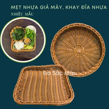 Thanh lý giá xưởng: Mẹt nhựa đan đa năng đựng đồ ăn, khay dĩa trái cây, rau củ, BBQ - Giá chỉ 62.000đ