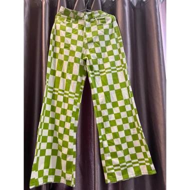 Thanh lý quần kaki jean sọc kẻ xanh lá, dáng suông size S - Giá chỉ 450.000đ