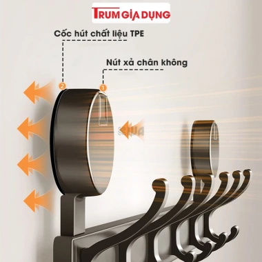 Thanh móc treo đồ đa năng Trùm Gia Dụng, hút chân không, nhôm hàng không cao cấp - 240.000đ