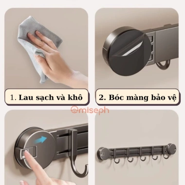 Thanh móc treo đồ hút chân không đa năng nhà tắm bếp – Không khoan, không keo, 45.000₫ 4