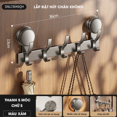 Thanh móc treo đồ KIVA đa năng hút chân không nhôm hàng không cao cấp - Giá 185.000₫ 10