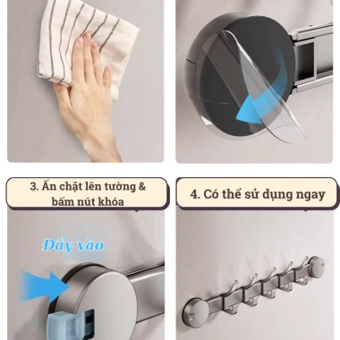 Thanh móc treo đồ lực hút chân không đa năng Omiseph - Giá chỉ 45.000