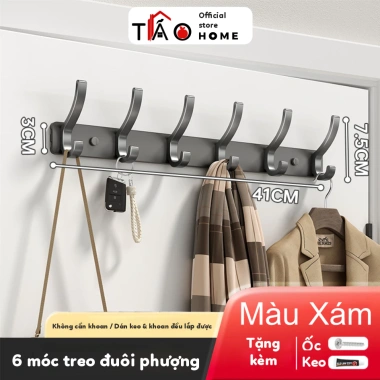 Thanh móc treo đồ TÁOHOME thép carbon hiện đại, móc áo cửa ra vào, nhà tắm, lắp dán tường chắc chắn - 69.000₫ 6 Thanh móc treo đồ TÁOHOME thép carbon hiện đại, móc áo cửa ra vào, nhà tắm, lắp dán tường chắc chắn - 69.000₫ 6