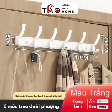 Thanh móc treo đồ TÁOHOME thép carbon hiện đại, móc áo cửa ra vào, nhà tắm, lắp dán tường chắc chắn - 69.000₫