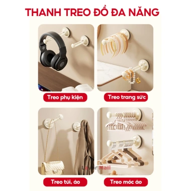 Thanh móc treo quần áo hút chân không - Bám chắc, 2 màu trắng xám, giá 49.000₫ 5 Thanh móc treo quần áo hút chân không - Bám chắc, 2 màu trắng xám, giá 49.000₫ 5