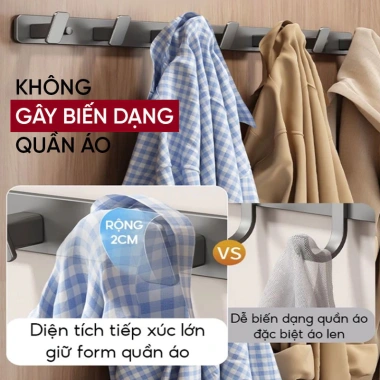 Thanh Móc Treo Tường Đa Năng Chịu Tải - Treo Quần Áo Nón, Đồ Nhà Tắm, 58.000đ