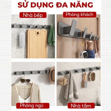 Thanh Móc Treo Tường Đa Năng Chịu Tải - Treo Quần Áo Nón, Đồ Nhà Tắm, 58.000đ
