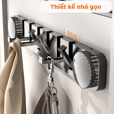 Thanh móc treo tường gấp gọn đa năng DINO - Móc quần áo, túi xách, chìa khóa hút chân không 2