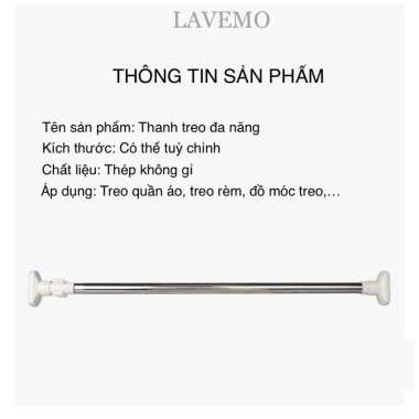 Thanh treo đa năng LAVEMO TT01 inox không khoan tường Giá chỉ 70.000 VNĐ