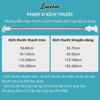 Thanh treo đa năng LAVEMO TT01 inox không khoan tường Giá chỉ 70.000 VNĐ