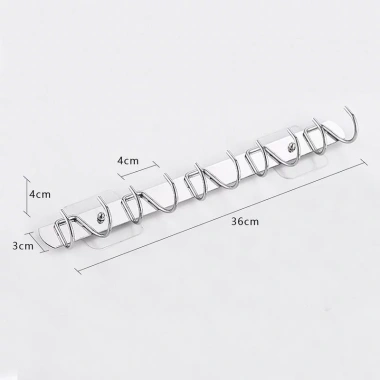 Thanh treo dán tường trong suốt 6 móc liền mạch đa năng, siêu chắc, chịu lực cao - 16.900₫