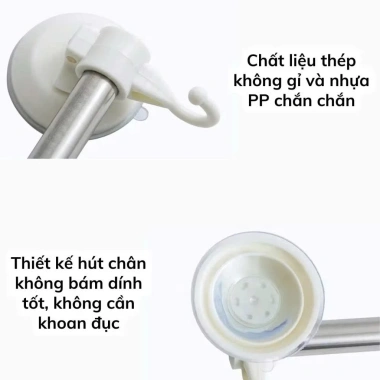Thanh Treo Đồ Hút Chân Không Dán Tường - Giá Treo Không Cần Khoan, Tải Trọng Cao