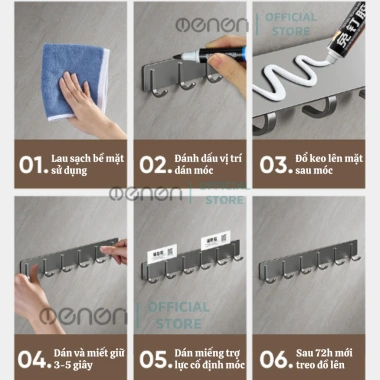 Thanh treo đồ móc quần áo Oenen gắn tường đa năng nhôm carbon siêu nhẹ 37.000₫