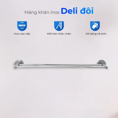 Thanh treo khăn nhà tắm Deli QUI PHÚC inox 304 không gỉ sáng bóng, đa dạng kích thước, giá ưu đãi 120.540 VND 3 Thanh treo khăn nhà tắm Deli QUI PHÚC inox 304 không gỉ sáng bóng, đa dạng kích thước, giá ưu đãi 120.540 VND 3