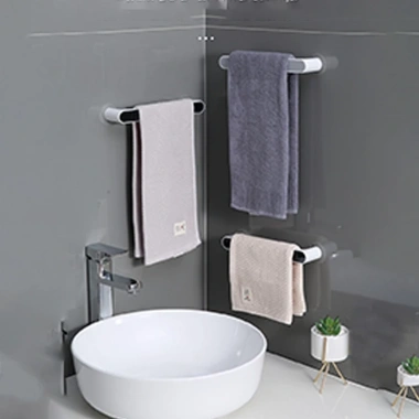 Thanh treo khăn nhà tắm ECOCO dán tường siêu chắc - 3 kích thước, 2 màu xám-đen, nhựa ABS, giảm giá 59.000 VND