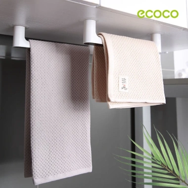 Thanh treo khăn nhà tắm ECOCO dán tường siêu chắc - 3 kích thước, 2 màu xám-đen, nhựa ABS, giảm giá 59.000 VND