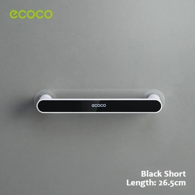 Thanh treo khăn nhà tắm ECOCO dán tường siêu chắc - 3 kích thước, 2 màu xám-đen, nhựa ABS, giảm giá 59.000 VND