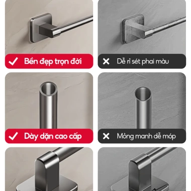Thanh treo khăn tắm LAVAR dán tường - hợp kim nhôm, miếng dán CB07 giá 17.000 VND