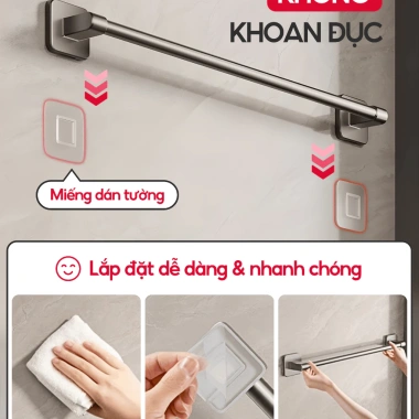 Thanh treo khăn tắm LAVAR dán tường - hợp kim nhôm, miếng dán CB07 giá 17.000 VND