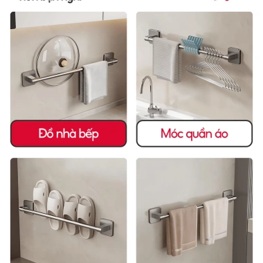 Thanh treo khăn tắm LAVAR dán tường - hợp kim nhôm, miếng dán CB07 giá 17.000 VND