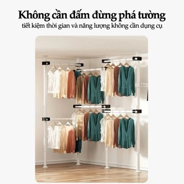 Thanh Treo Không Cần Khoan - Giá Treo Quần Áo Đẹp, Dung Tích Lớn, Chỉ 159.000 VNĐ