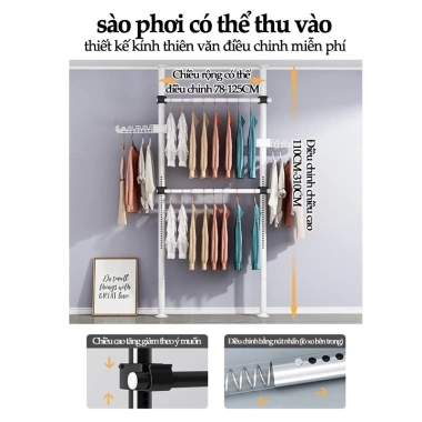 Thanh Treo Không Cần Khoan - Giá Treo Quần Áo Đẹp, Dung Tích Lớn, Chỉ 159.000 VNĐ