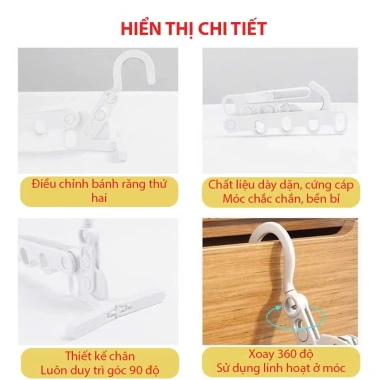 Thanh treo móc quần áo 5 lỗ xoay 360 độ gấp gọn, tiết kiệm diện tích - 30.000đ 4 Thanh treo móc quần áo 5 lỗ xoay 360 độ gấp gọn, tiết kiệm diện tích - 30.000đ 4