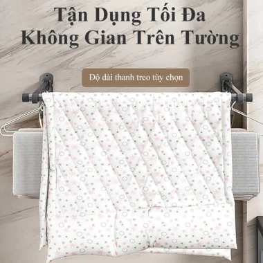 Thanh treo quần áo gấp gọn thép carbon, gắn tường không khoan, chỉ 101.100₫ 2