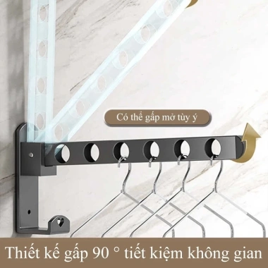 Thanh treo quần áo gấp gọn thép carbon, gắn tường không khoan, chỉ 101.100₫ 8