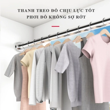 Thanh treo quần áo inox 304 không gỉ dán tường, chịu lực cao, giá 68.000₫