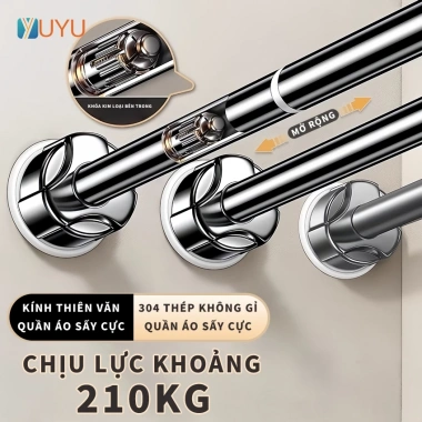 Thanh treo rèm inox 25mm YUYU - Sào phơi quần áo không khoan tường, lắp đặt nhanh, giá 156.644₫